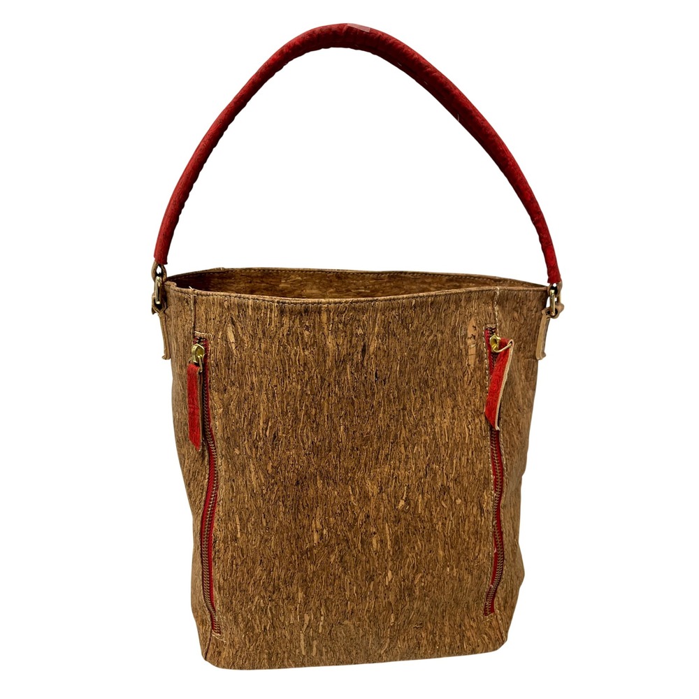 Natural Cork Portugal Bucket Bag Eco Friendly Shoulder Artsy Boho Earthy Vegan